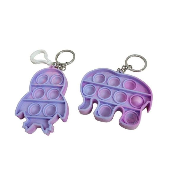 Purple and Pink poppet Keychains Rocket Elephant 3.5x2.5" - Picture 2 of 2